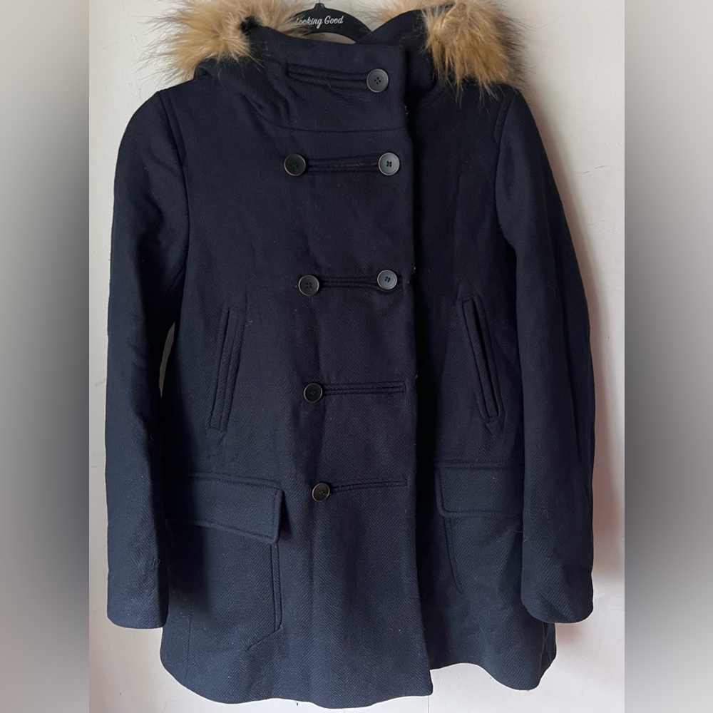 Zara Duffle Coat Jacket Faux‎ Fur size Small